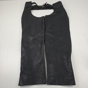 Vintage Black Leather Motorcycle Chaps Men's XL USA Biker Western Adjustable